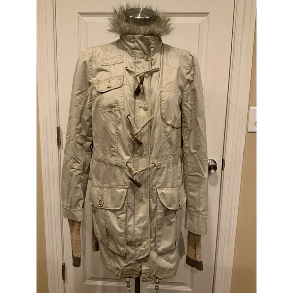 Free People Tan Mid-Length W/ Removable Faux Fur Collar & Sweater Lining, Size M - Picture 1 of 10